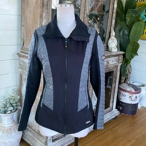 KERRITS EQUESTRIAN HORSES BLACK GRAY QUILTED LIGHTWEIGHT JACKET SMALL EXCELLENT